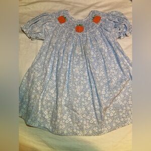 Blue Floral Pumpkin embroidered dress